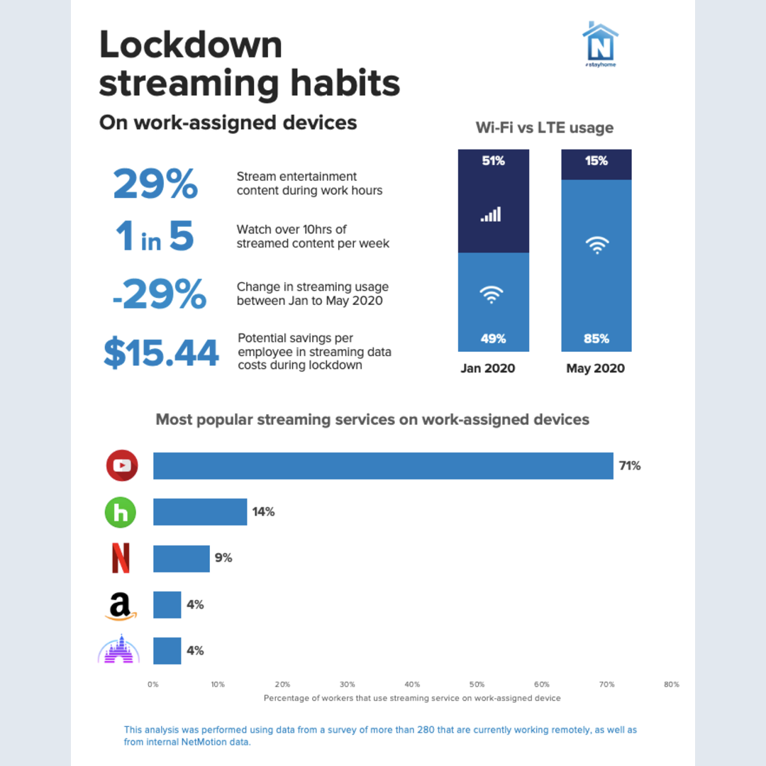 Streaming habits on work-assigned devices