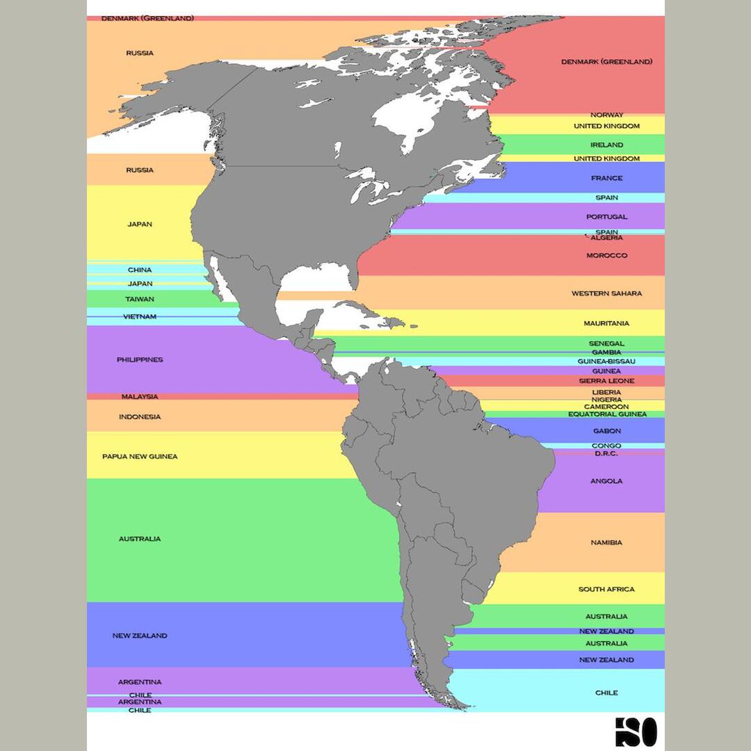 Thought about this while walking down Huntington Beach. This Map Shows You What’s Directly Across the Ocean From Different Coastal Points.