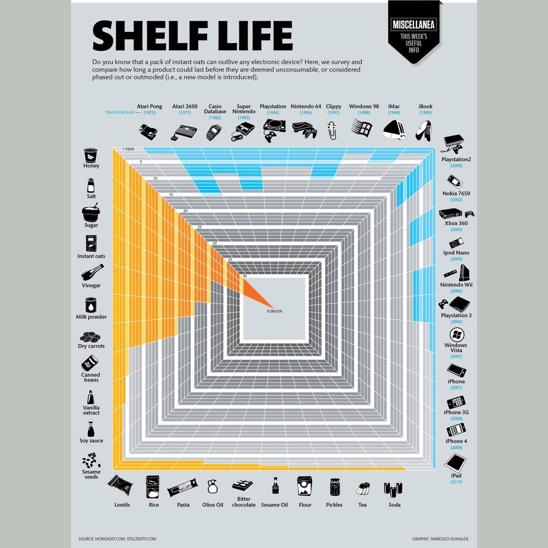 Shelf life of tech vs food