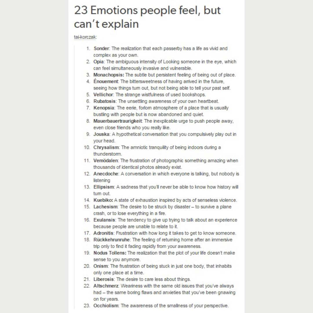 Hard to explain emotions