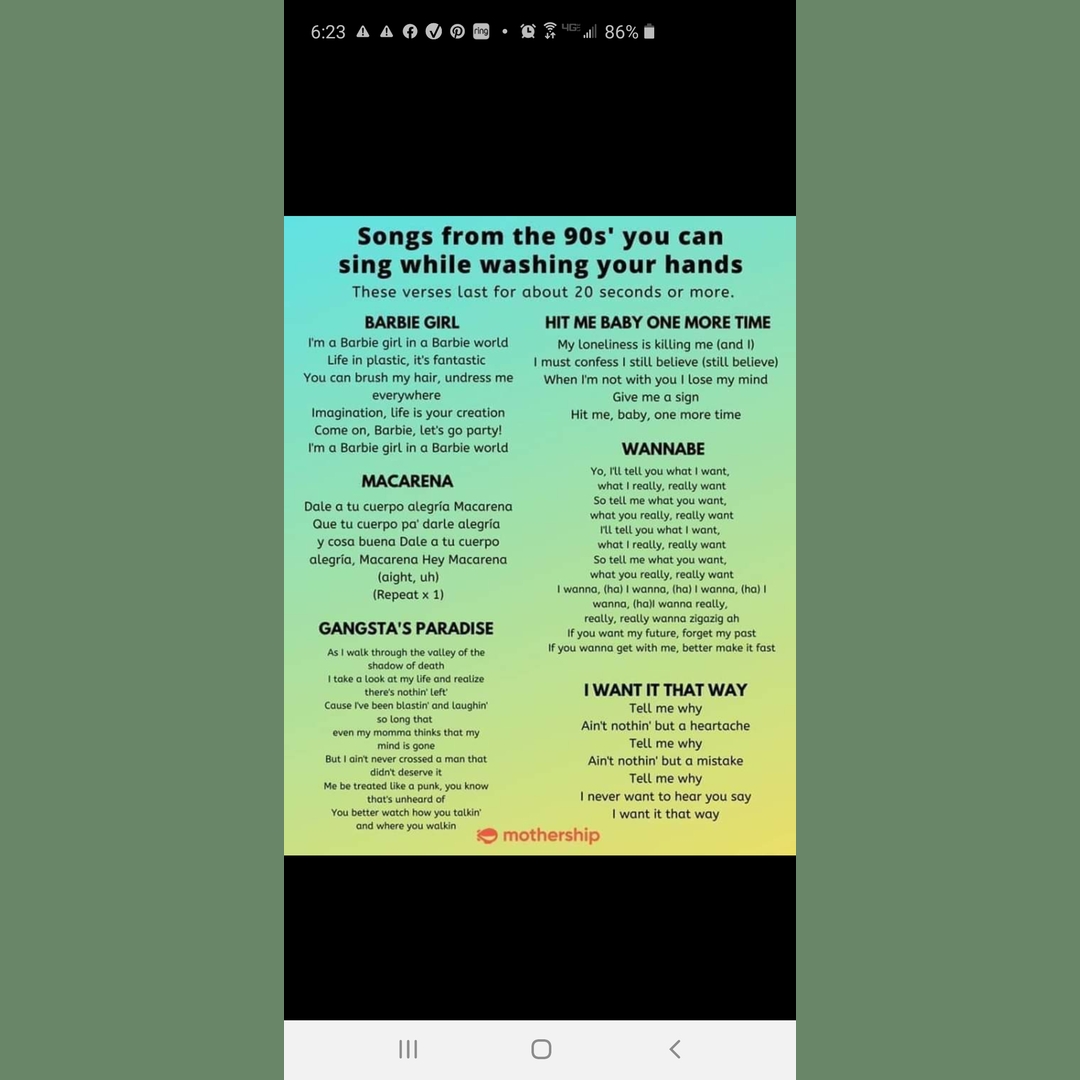 Wash your hands singin 90s jams